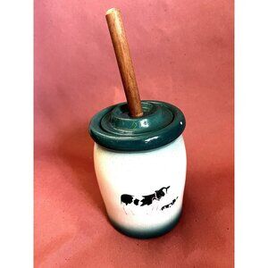 New Handcrafted Ceramic Butter Churn Cow Cottage Farmhouse  Kitchen Country VTG